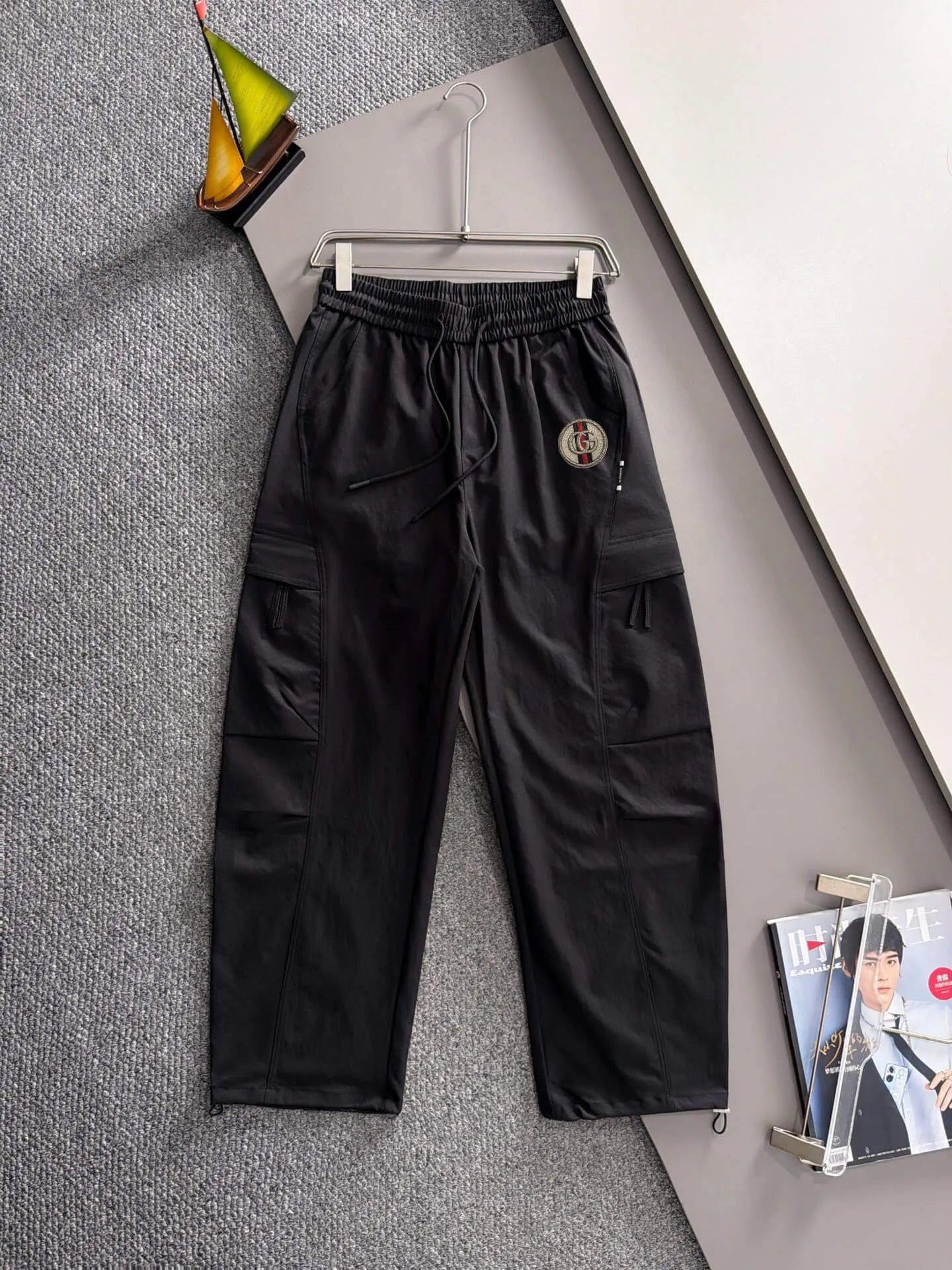 Badge Embroidery Multi-Pocket Cargo Pants