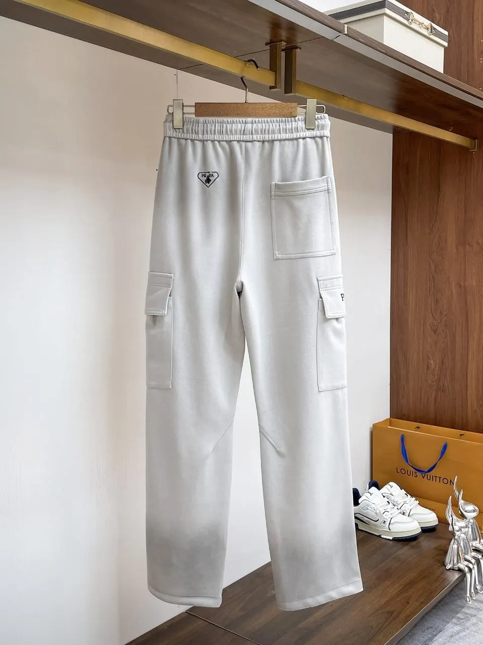 Triangle Badge Multi‑Pocket Cargo Pants