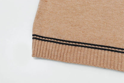Crest Striped Trim Sweater