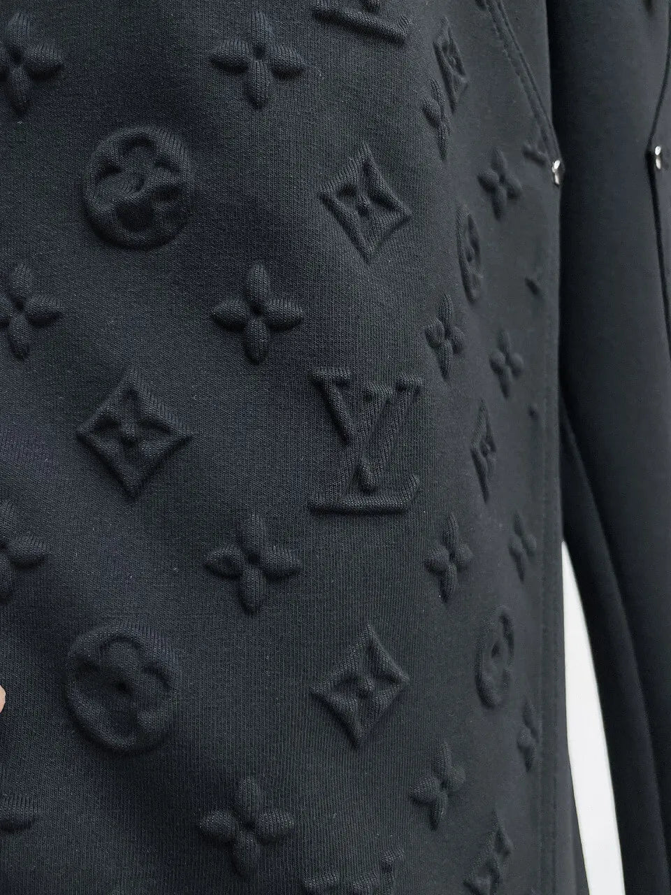 Embossed Monogram Patch Pocket Wide‑Leg Pants