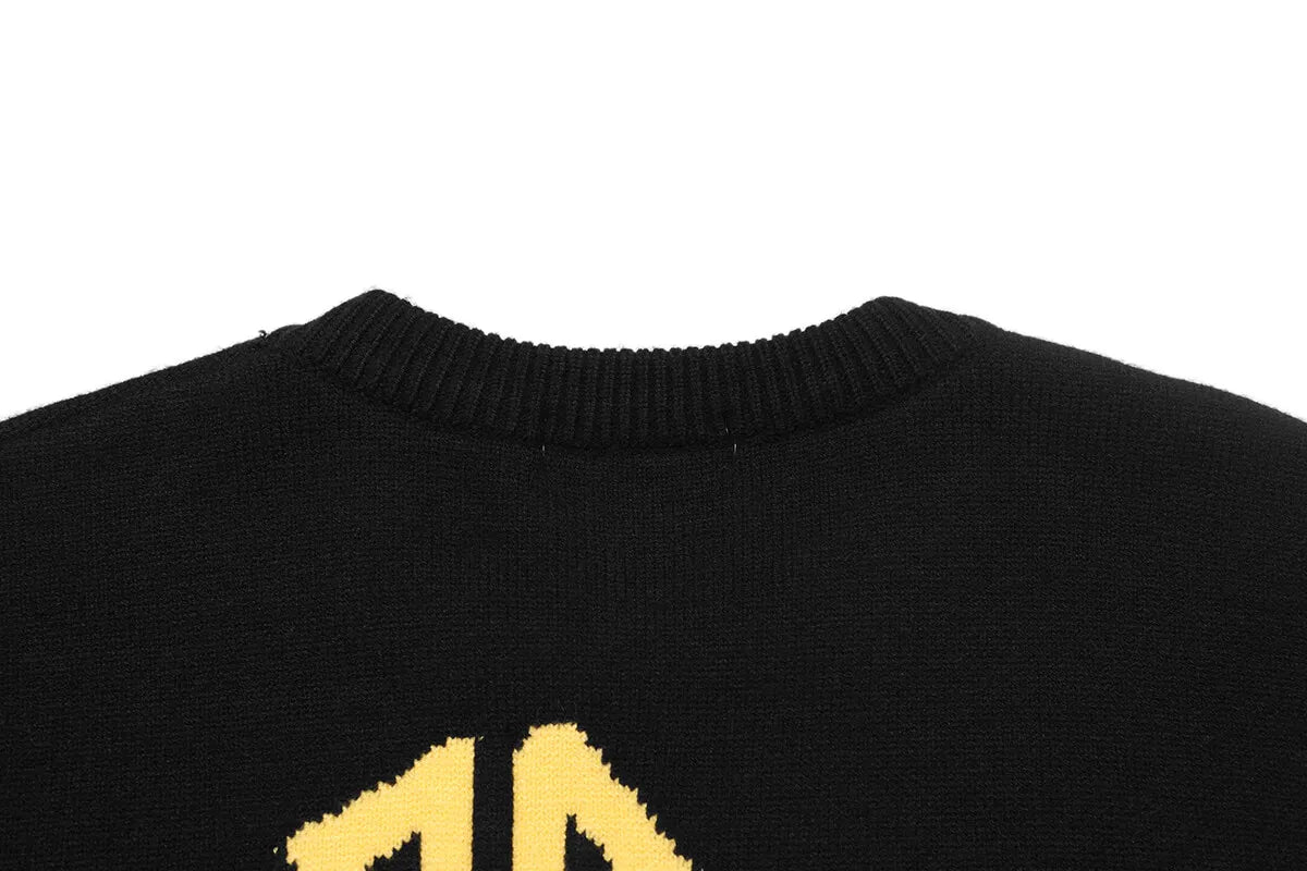 Vintage Letter Crew Neck Knit Sweater