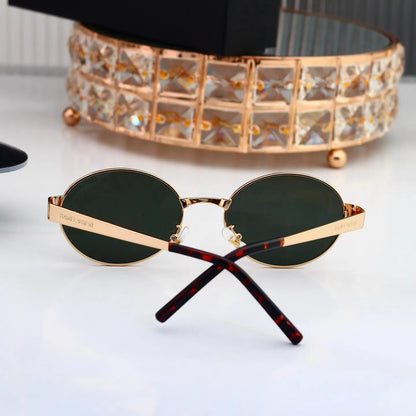Retro Slim Metal Oval Sunglasses