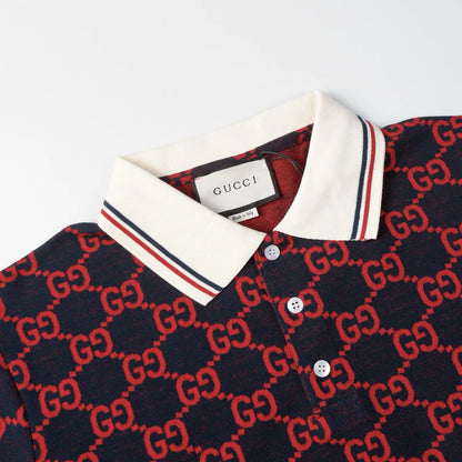 All‑Over Print Color‑Blocked Polo Shirt