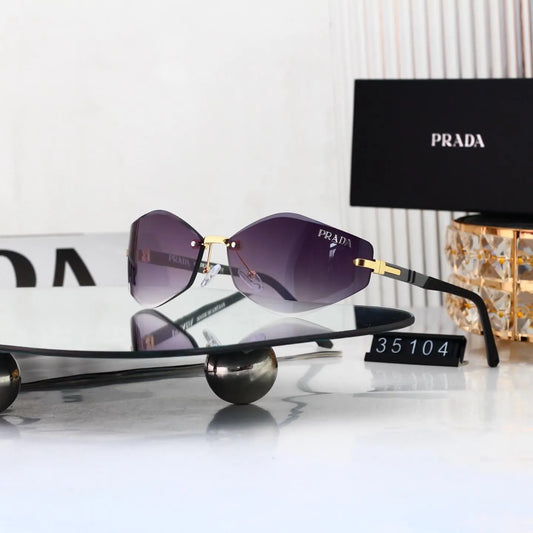 Rimless Cut Oval Sunglasses