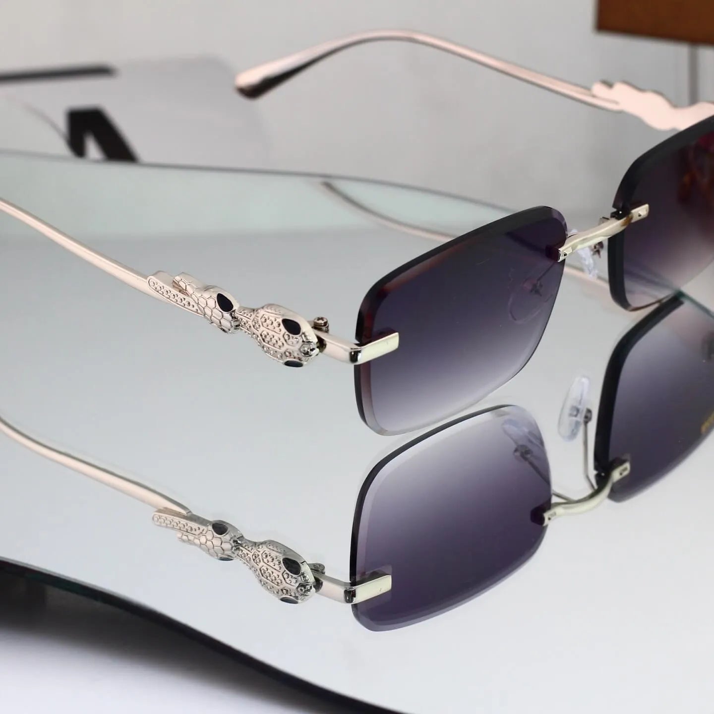 Business Rimless Rectangular Sunglasses