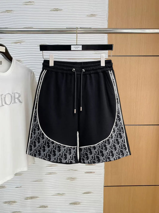 Curved Jacquard Spliced Shorts