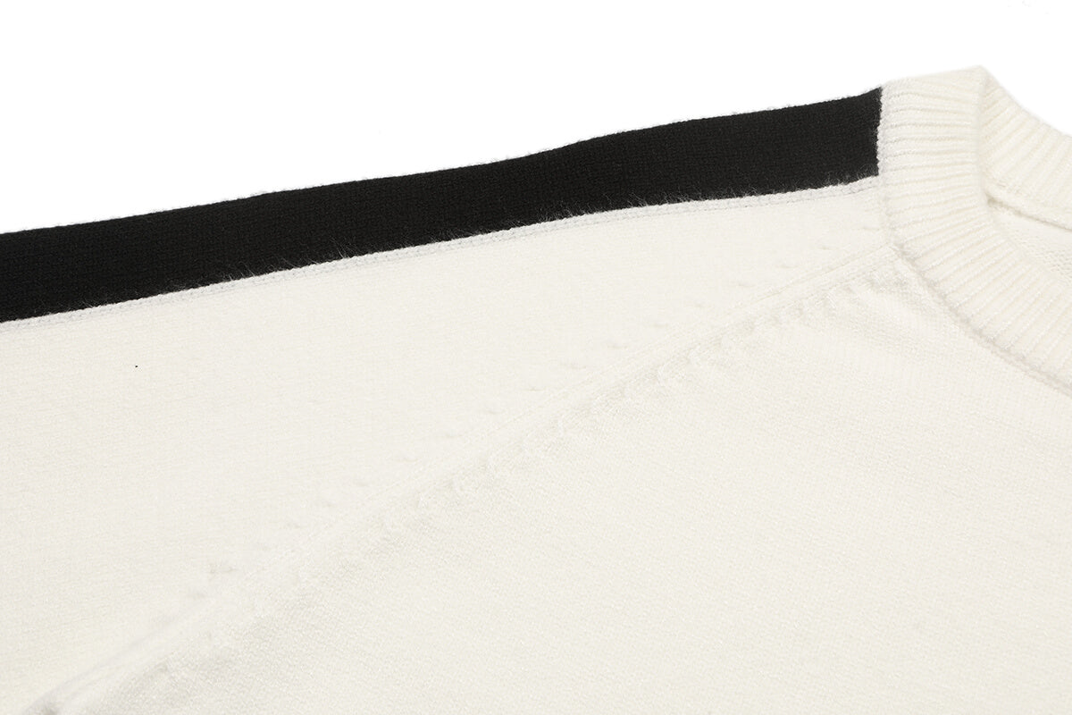 Color Block Crew Neck Knit Sweater