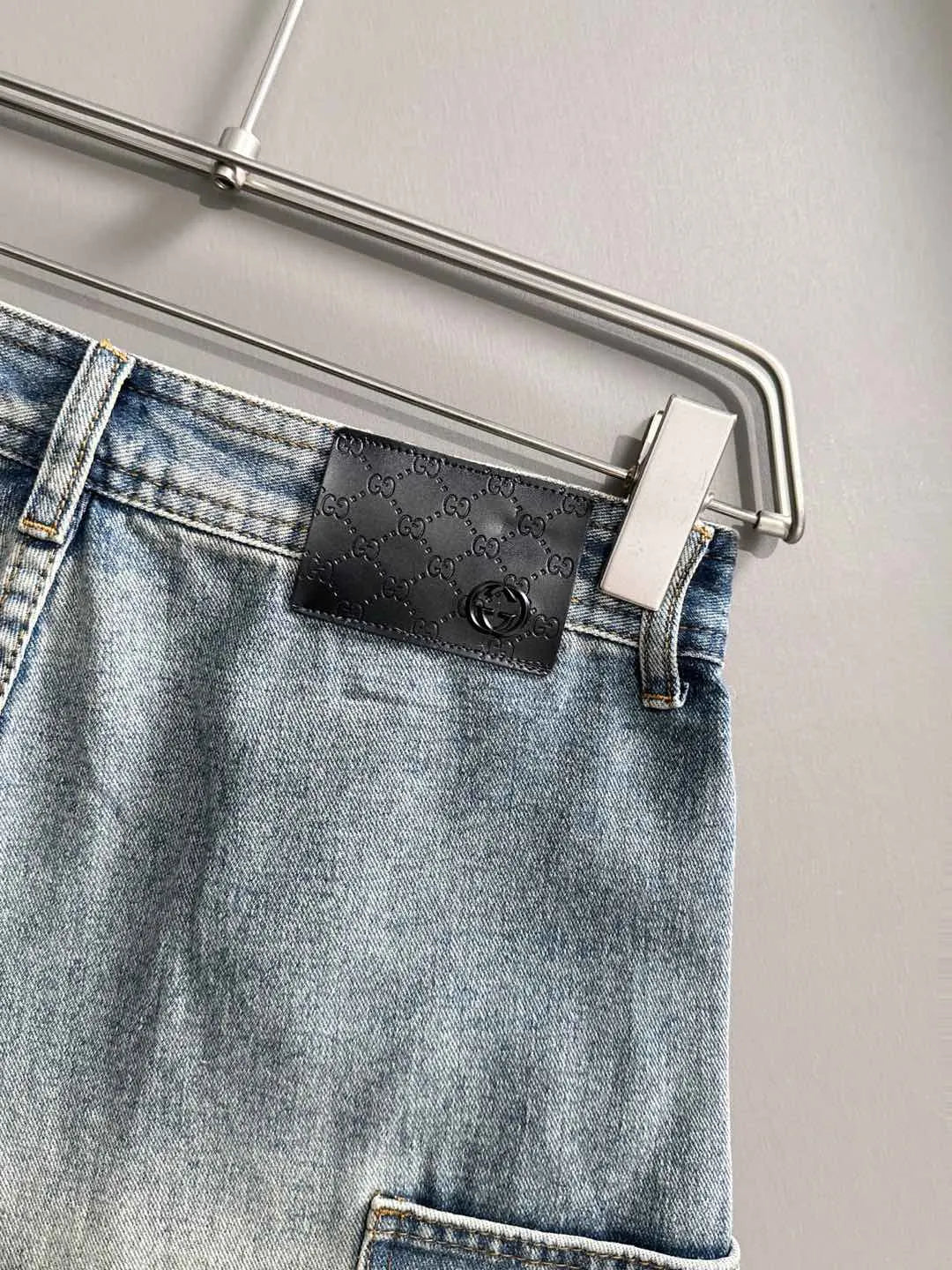 Cargo Pocket Washed Denim Shorts