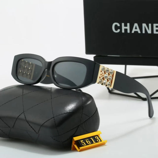 Wide Temple Diamond-Accent Rectangle Sunglasses