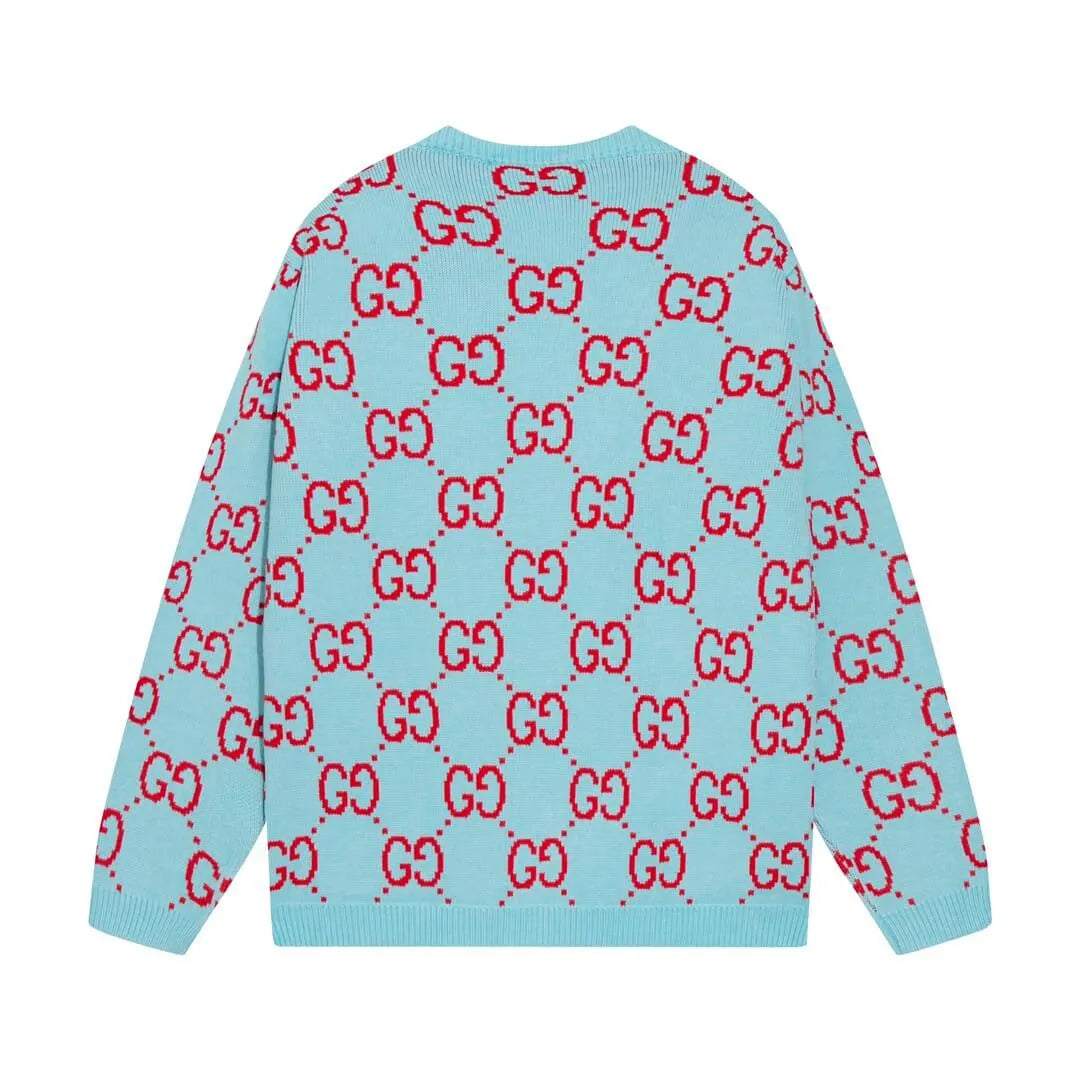 Bicolor Monogram V‑Neck Knit Sweater Cardigan