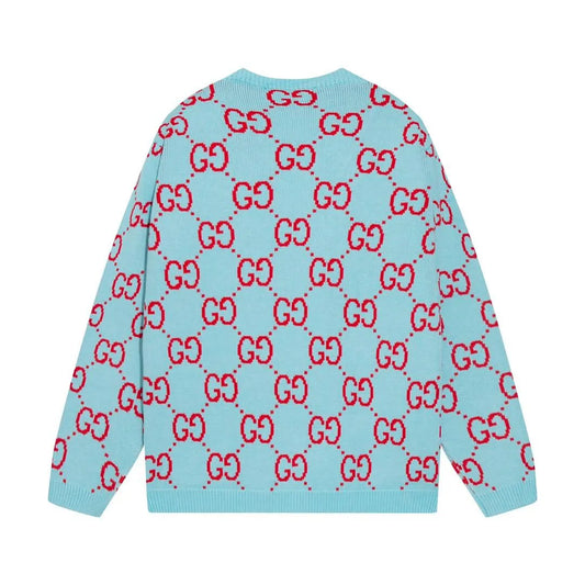 Bicolor Monogram V‑Neck Knit Sweater Cardigan