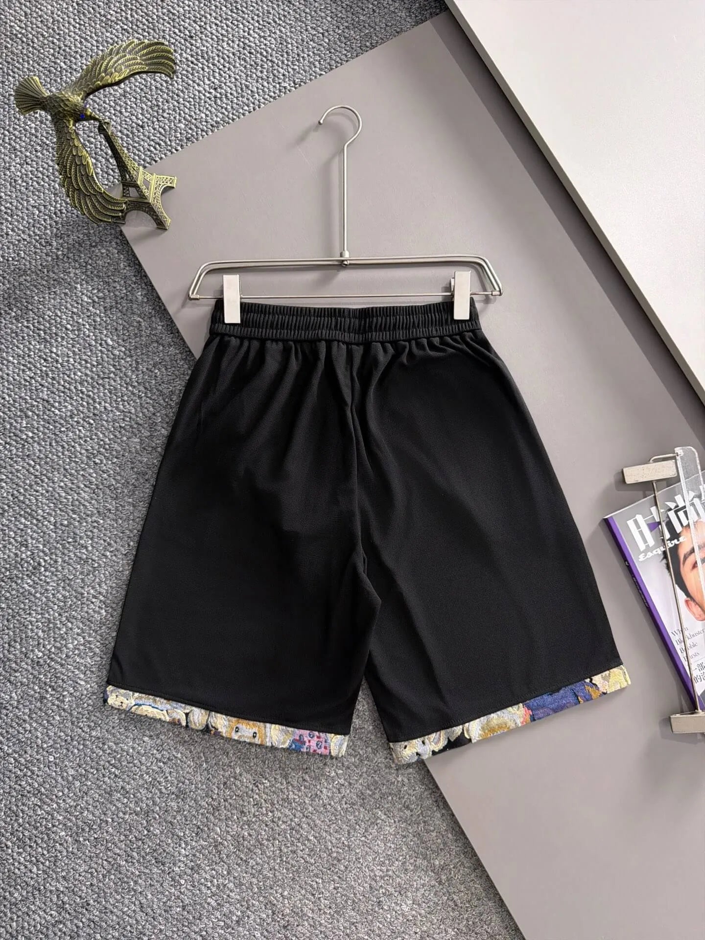 Braided Drawstring Printed Cuff Shorts