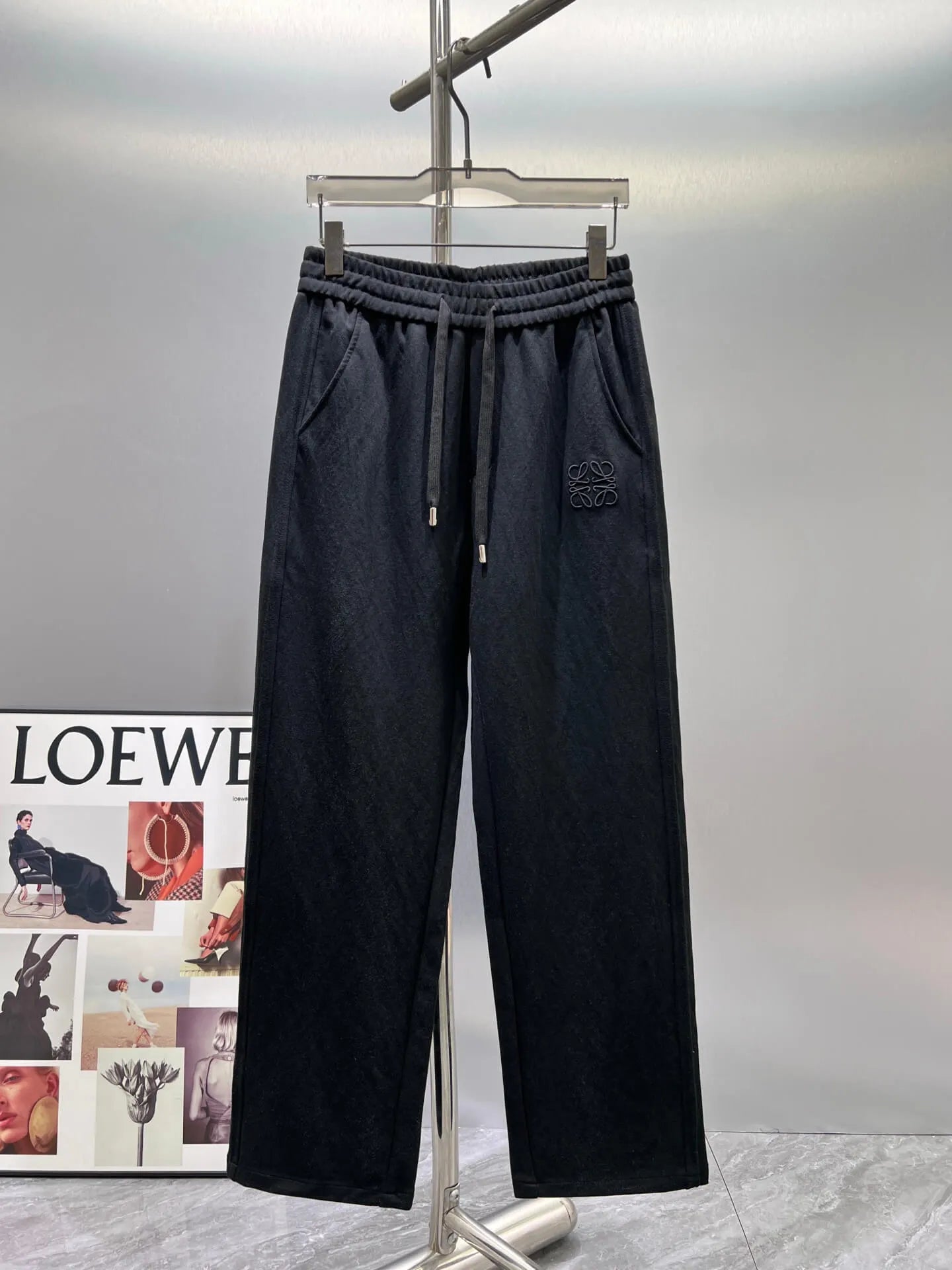 Geometric Embroidery Loose Straight Pants