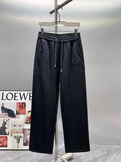 Geometric Embroidery Loose Straight Pants