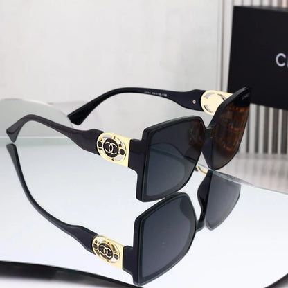 Hollow Double C Metal Square Sunglasses