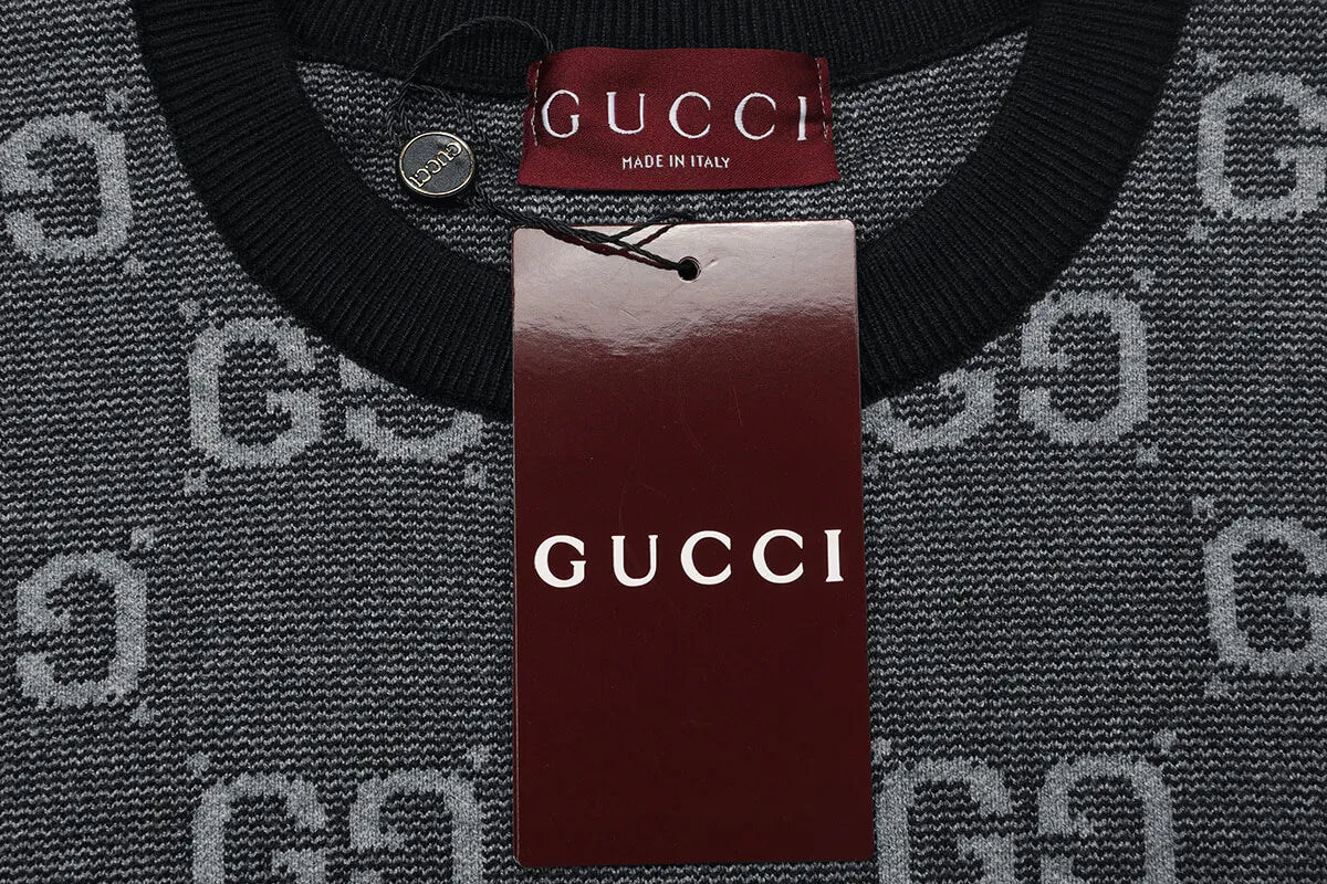 Jacquard Crew Neck Knit Sweater