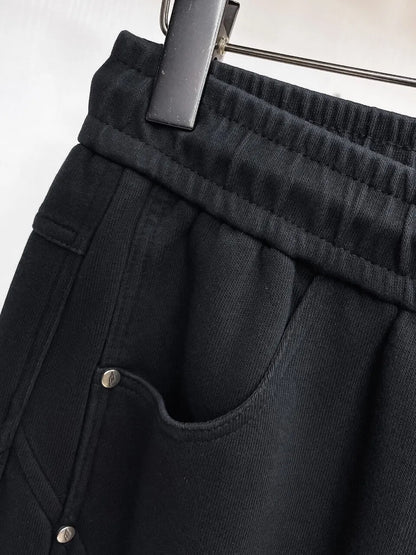 Geometric Stitching Adjustable‑hem Pants
