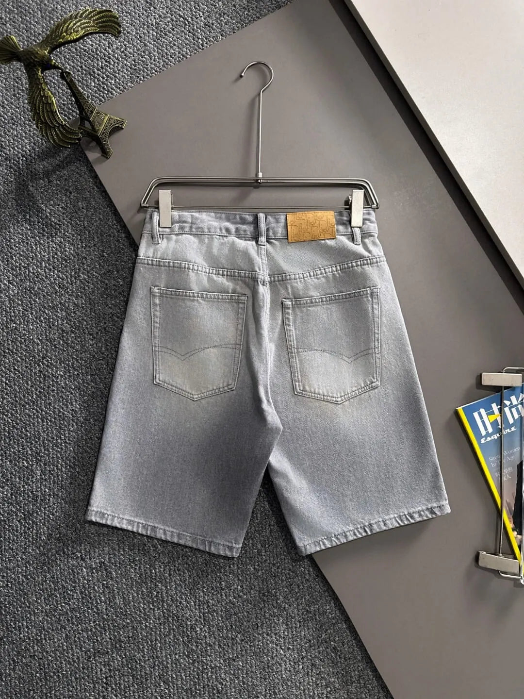 Embroidered   Washed Denim Shorts