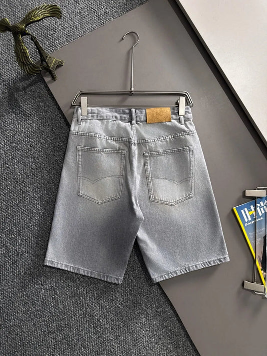 Embroidered   Washed Denim Shorts