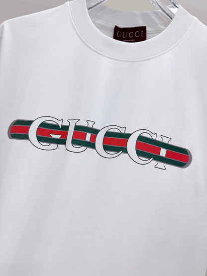 Retro Stripe Bar Letter Print T-Shirt