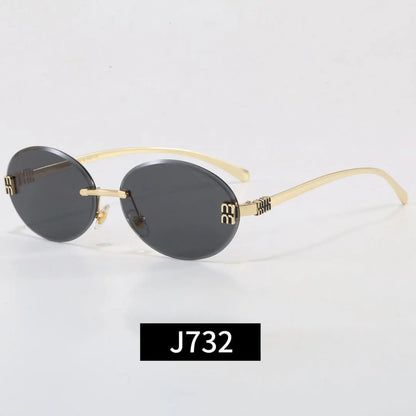 Rimless Oval Letter Sunglasses