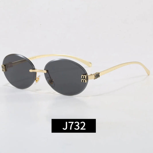 Rimless Oval Letter Sunglasses