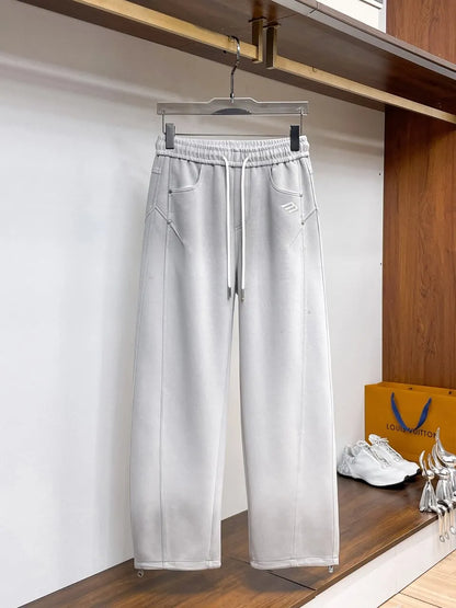 Geometric Stitching Adjustable‑hem Pants
