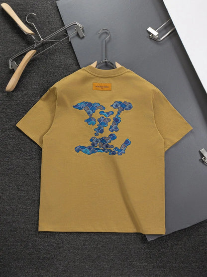 Blue Satin Embroidered T-Shirt