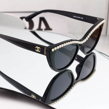 Cat-eye Pearl Trim Sunglasses