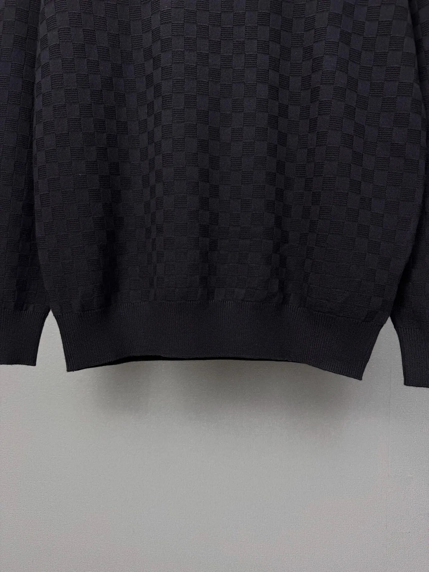 Embroidery  Checker Half Zip Knit Sweater