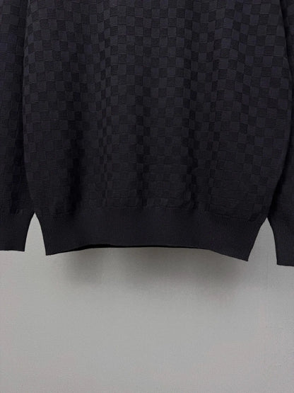 Embroidery  Checker Half Zip Knit Sweater