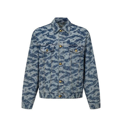 Classic Vintage‑Pattern Denim Jacket