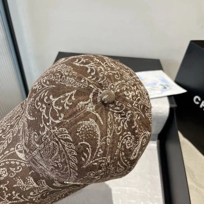 Paisley Pattern Distressed Denim Baseball Cap