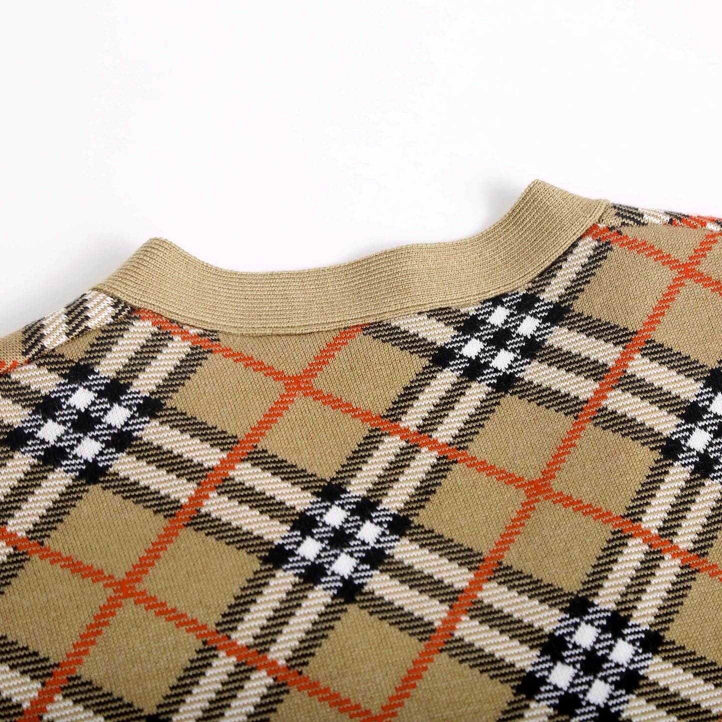 Twill Plaid Cotton‑Wool Blend Cardigan Jacket