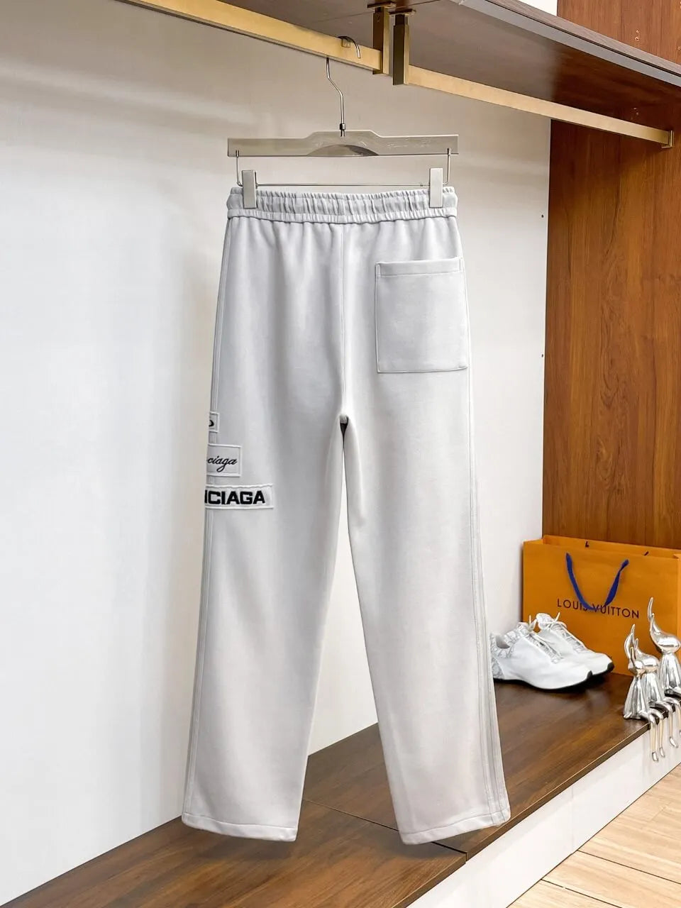 Multi‑Embroidered Patch Straight‑Leg Pants