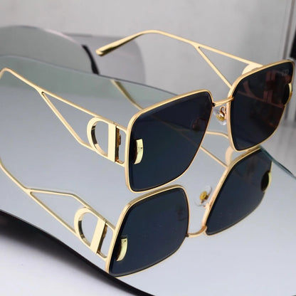 Thin Metal CD Accent Oversized Square sunglasses
