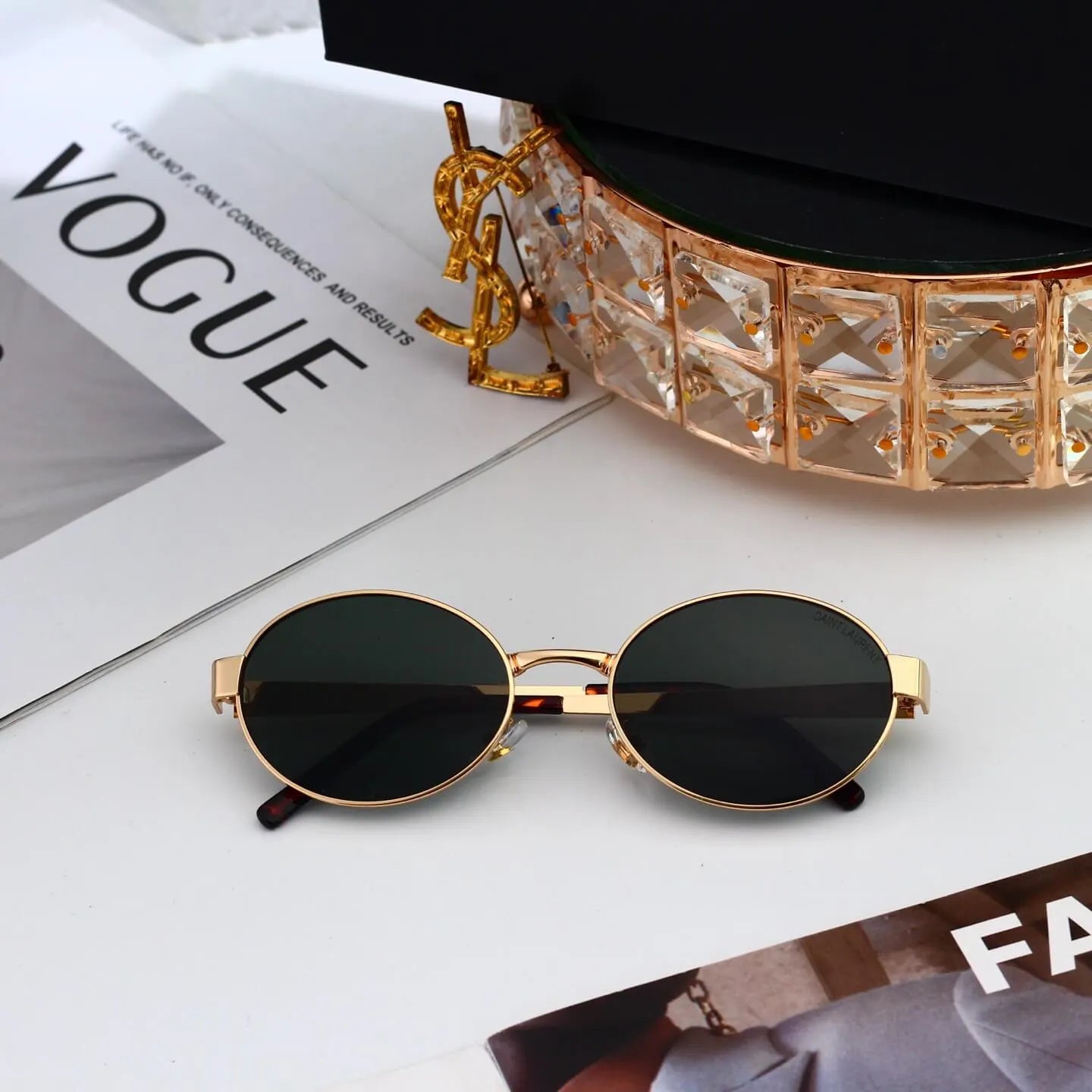Retro Slim Metal Oval Sunglasses