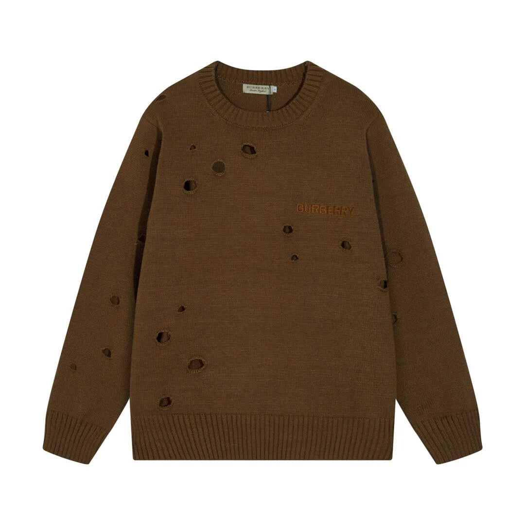 Distressed Hole Crewneck Sweater