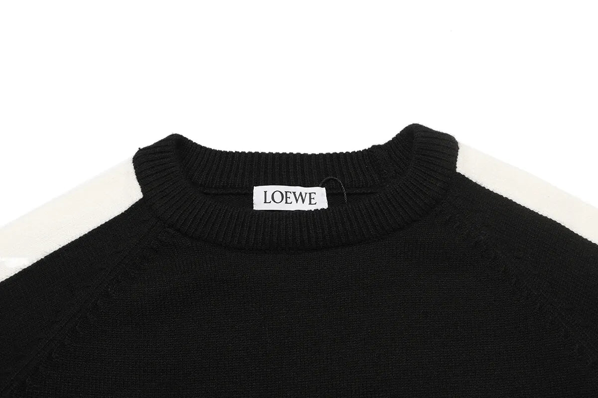 Color Block Crew Neck Knit Sweater