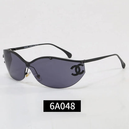 Curved Rimless Wrap Shades Sunglasses
