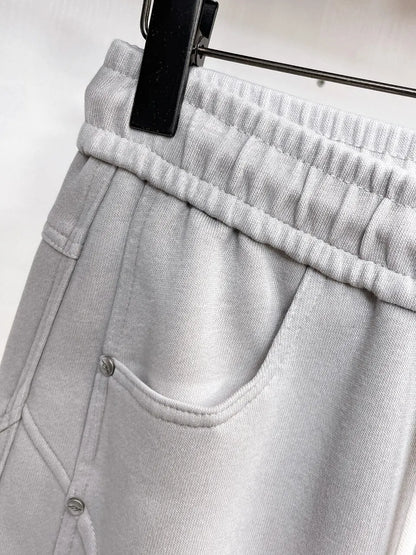 Geometric Stitching Adjustable‑hem Pants