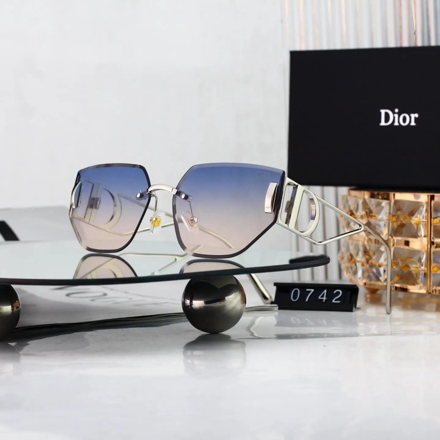 Rimless Cut Polygon Sunglasses