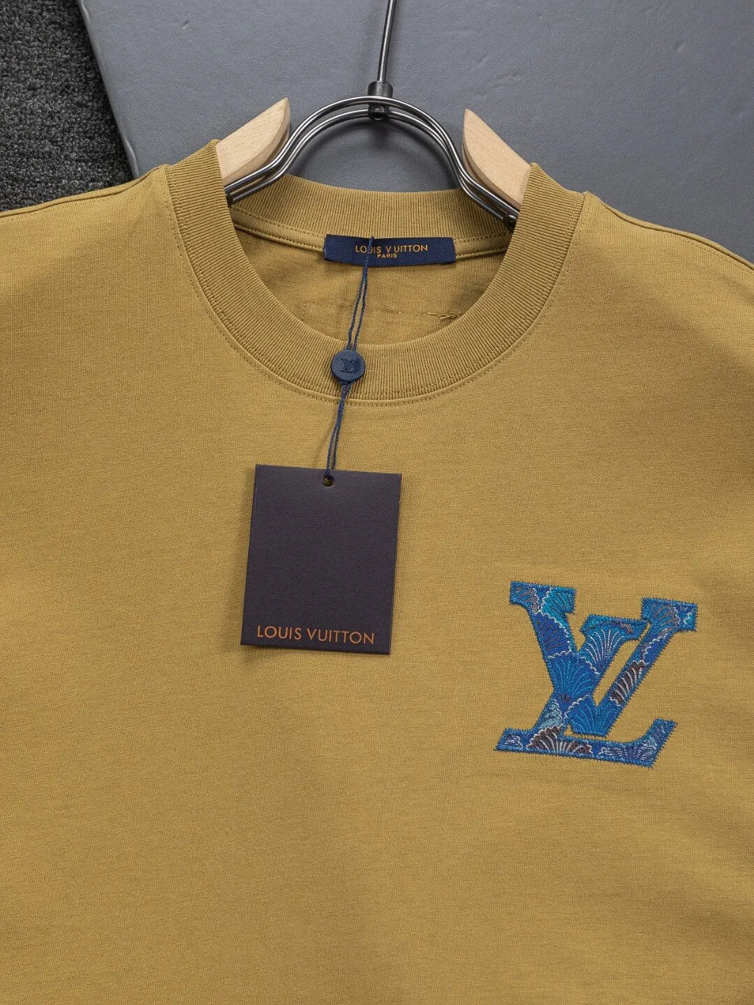 Blue Satin Embroidered T-Shirt